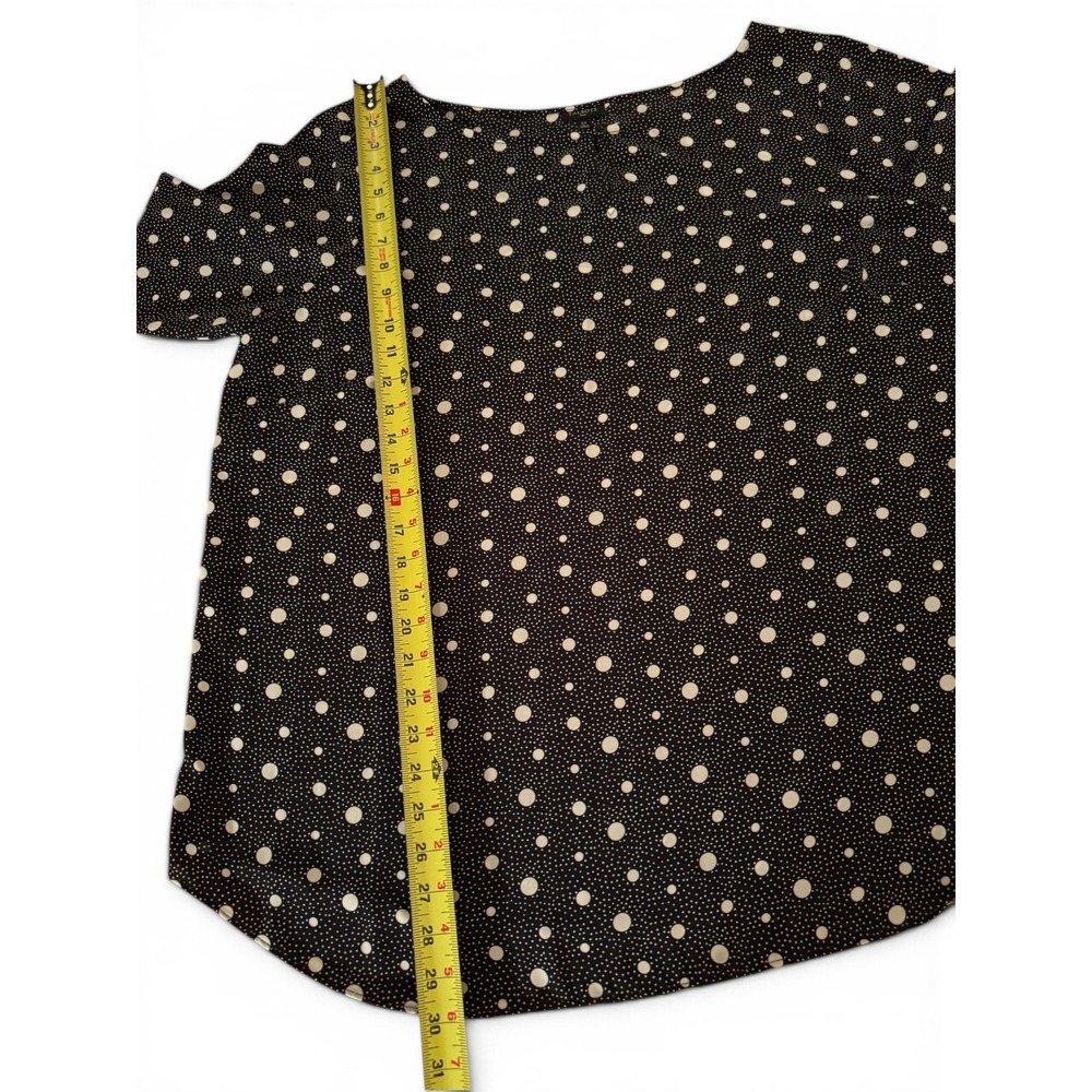 Talbots Classic Womens 2X Black Polka Dot 3/4 Tie Sleeve Keyhole Neck Blouse - Picture 8 of 11